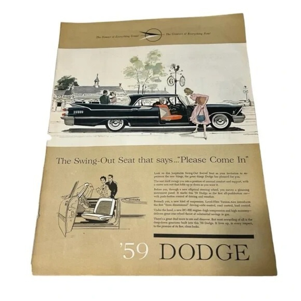 1959 Dodge The Swing Out Seat Original Vintage Print Ad